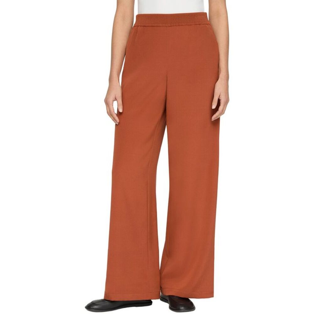 Lafayette 148 New York Womens Plus Knit Waist Riverside Silk-Blend Wide Leg